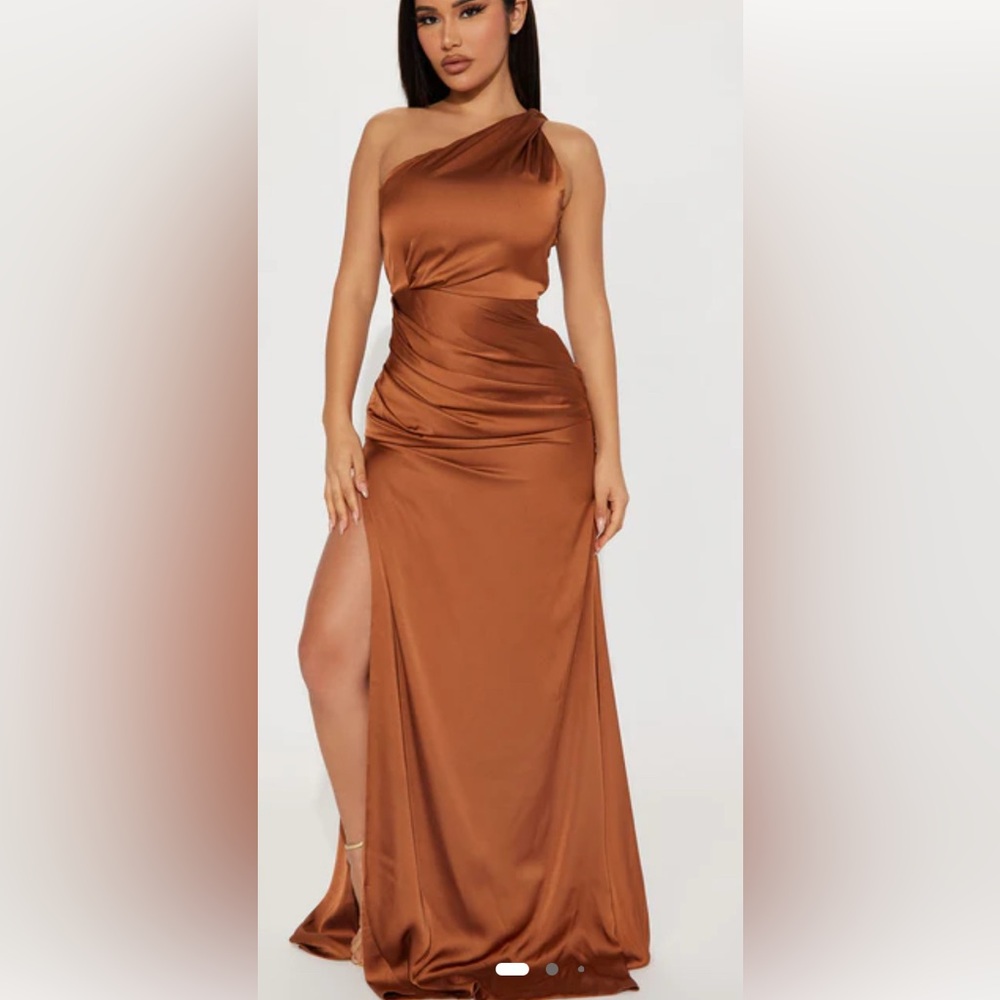 Fashion Nova One Shoulder Brown Dress